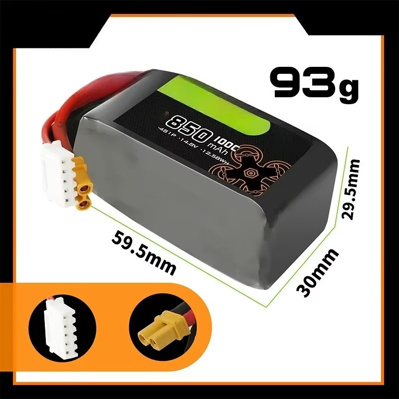 For OVONIC 14.8V 850mAh 4S 100 - مراجعة Drone Battery 4S وسعره