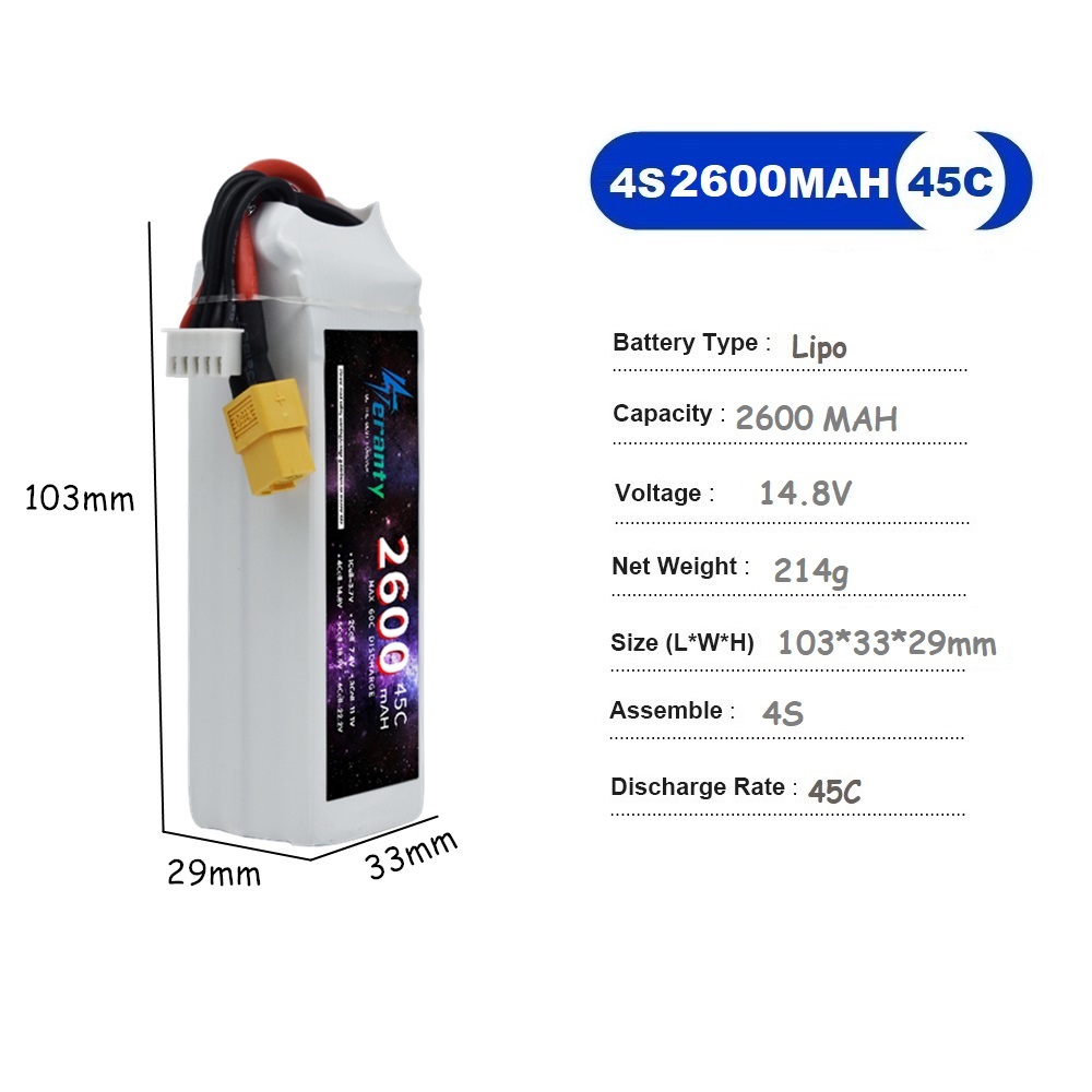 4S LiPo Battery 14.8V 1500mah  - مراجعة Drone Battery 4S وسعره
