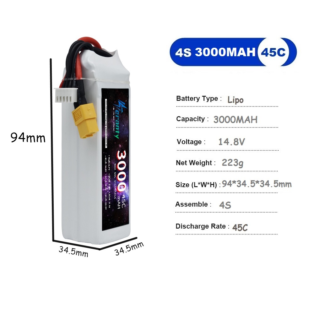 4S LiPo Battery 14.8V 1500mah  - مراجعة Drone Battery 4S وسعره