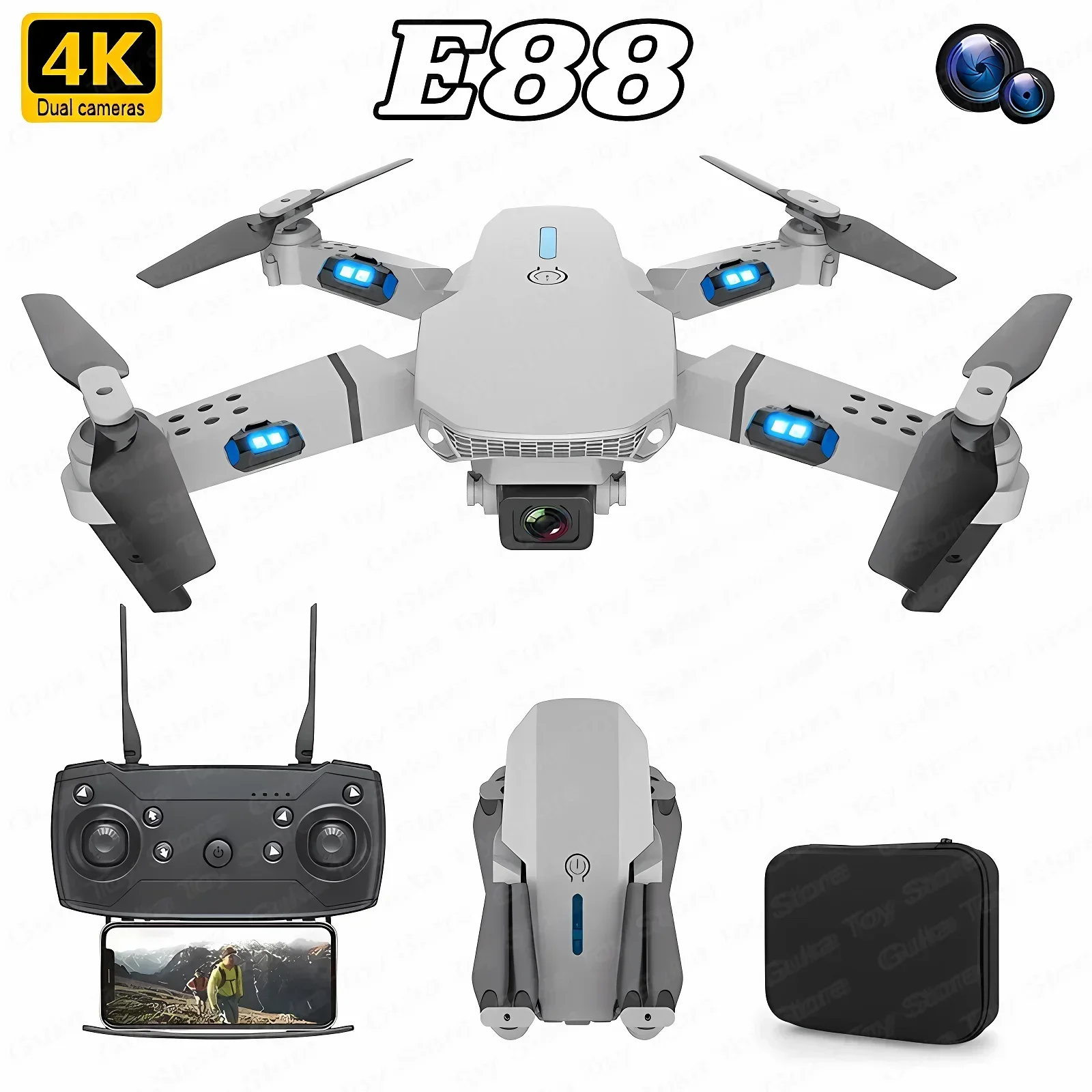 E88 Pro WIFI FPV Drone Wide An - مراجعة Drone Battery Case وسعره
