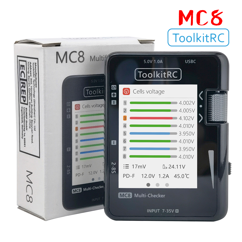 ToolkitRC MC8 SC100 Mini Size  - مراجعة Drone Battery Voltage Checker وسعره