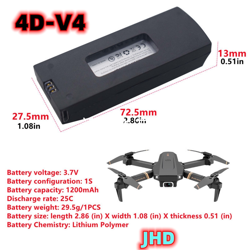 JHD Bateria 4DRC V4 Battery 3. - مراجعة Drone Battery Li-Ion وسعره