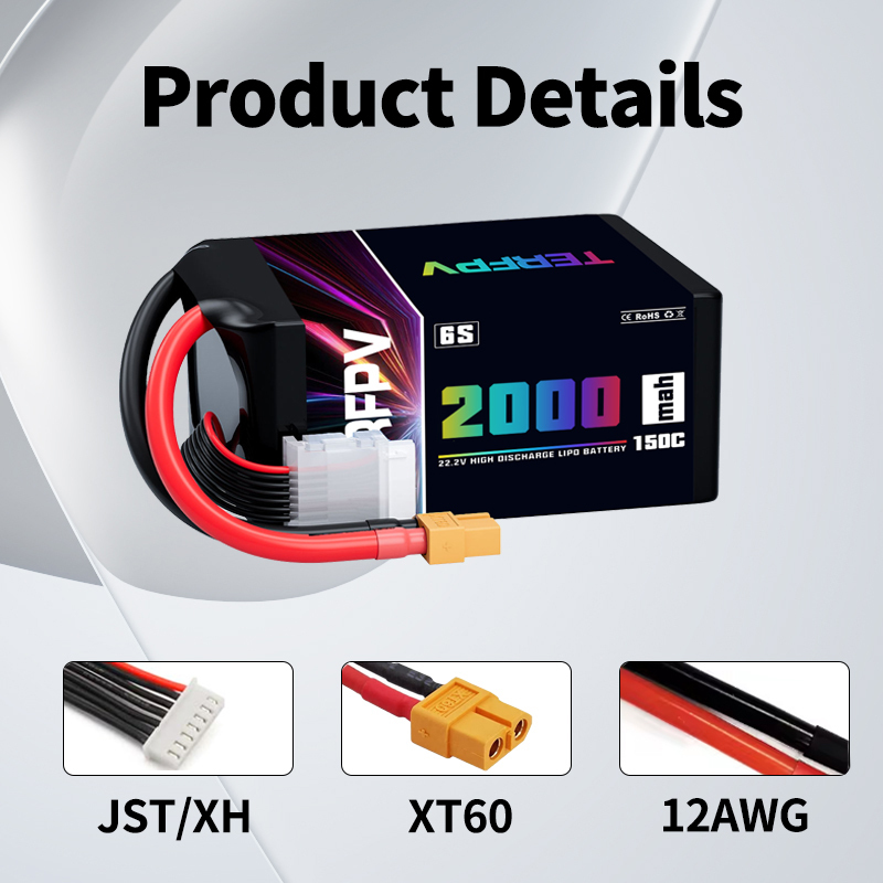 TERFPV 6S 22.2V 2000mAh 150C/3 - مراجعة Drone Battery 6S وسعره