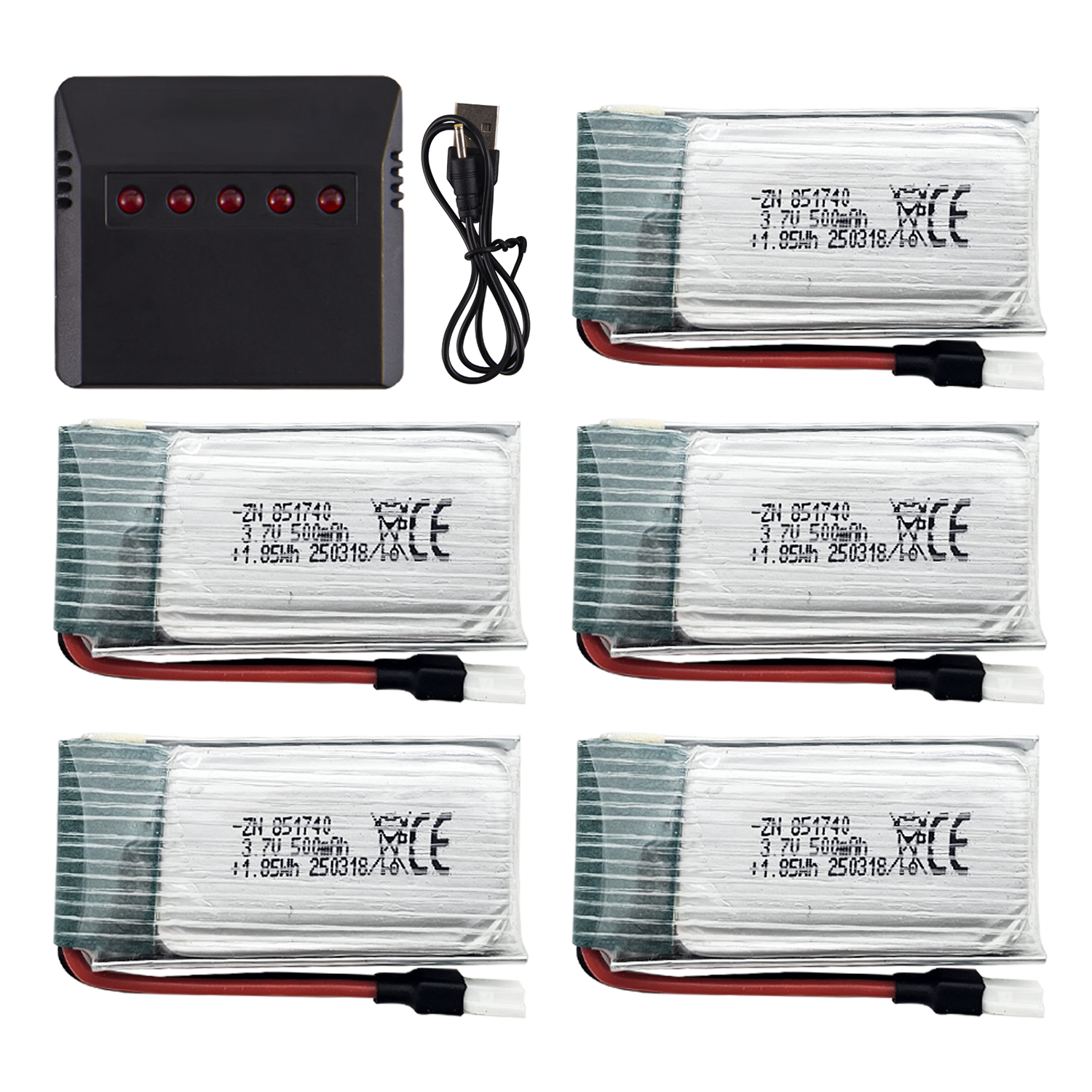 5Pcs 3.7V 500mAh LiPo Batterie - مراجعة Drone Battery Bag وسعره